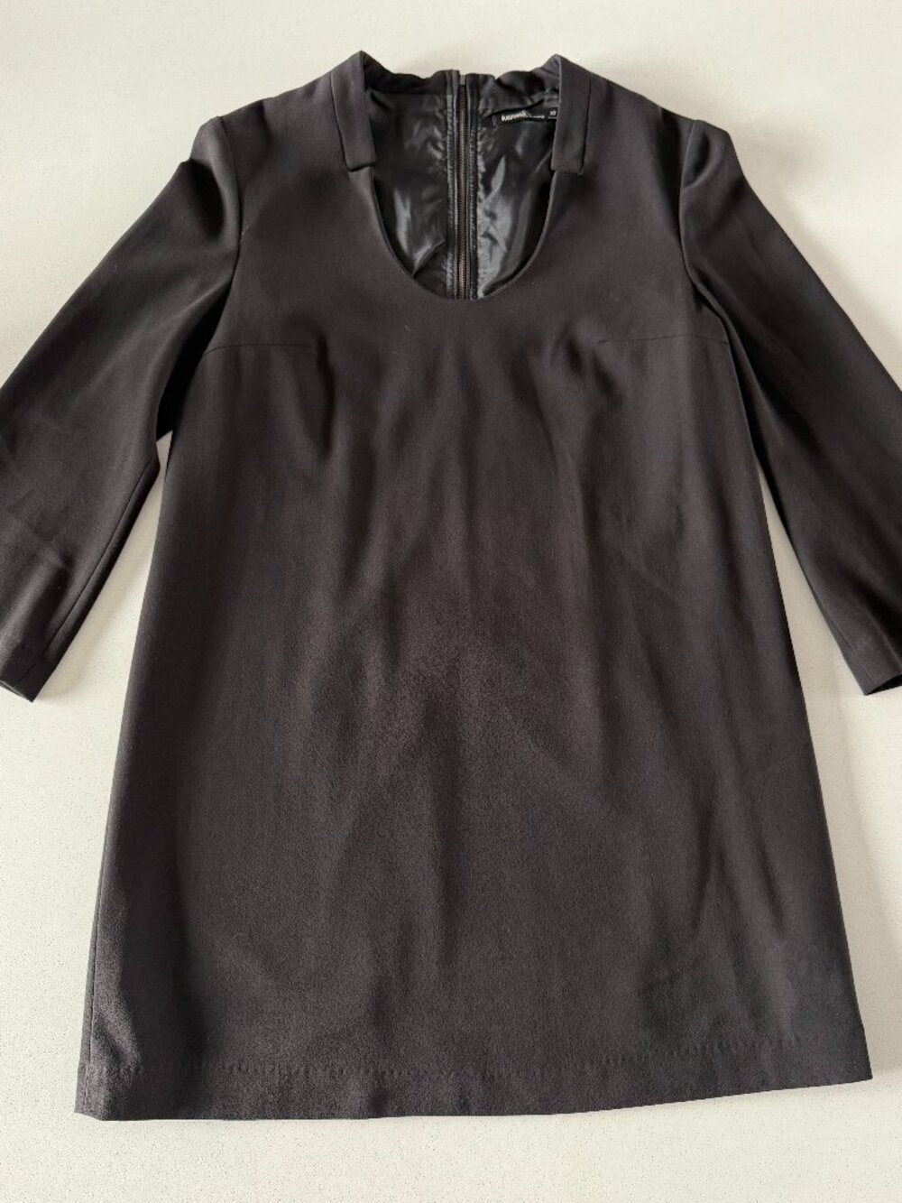 Kensie Black Long Sleeve Zip Back Dress, Size 10